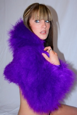 Fur Hood Shrug Purple